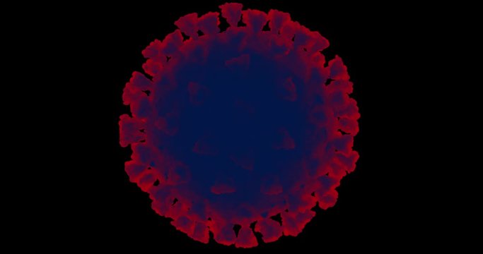 Microscopic view of Coronavirus COVID-19 (2019-nCoV) Visualization equal to Influenza, Flu or SARS. High quality realistic medical 3d rendering illustration animation for background in 4K and HD.