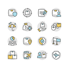 Set of Shipping vector line icon
