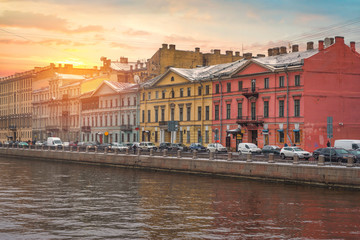 Fototapeta na wymiar rivers and streets of St. Petersburg