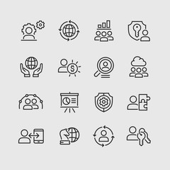 Global business vector icons set
