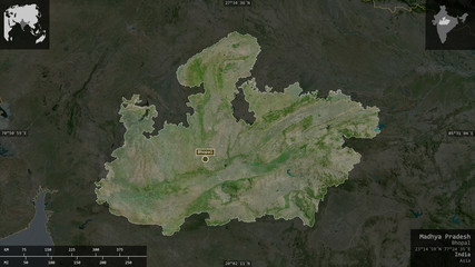 Madhya Pradesh, India - composition. Satellite