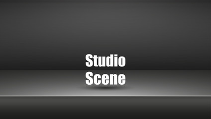 Empty studio background for product display. Banner for advertise product on website. Showroom shoot render. Vector abstract mock up 3D stage studio room with spotlight light backdrop.
