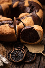 Oven Sponge cake with chocolate filling