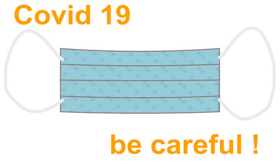 covid-19 : seid vorsichtig , blaue Schutzmaske