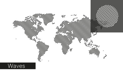 Abstract world map. Wave curved lines. Vector eps10.