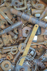 Old iron tools are full of rust and dust.