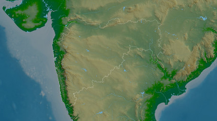 Maharashtra, India - outlined. Physical © Yarr65