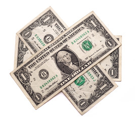 Banknot jednodolarowy na białym tle