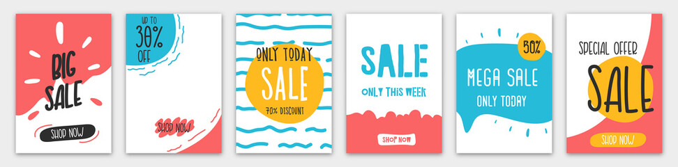 Colorful eye catching social media ads banner collection, Sale website banner template set