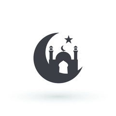 moon mosque icon islam muslim religion spirituality religious vector icon