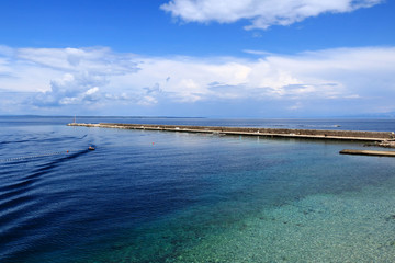 jetty and blue sea, Rovenska, island Losinj, Croatia