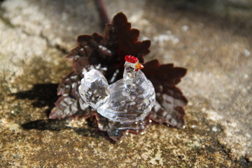 Cristal shiny transparent glass precious chicken
