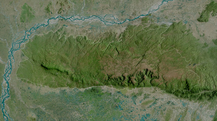 Meghalaya, India - outlined. Satellite