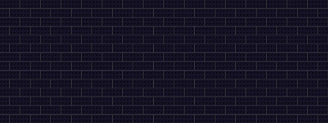Dark blue abstract brick wall background vector panorama illustration graphic design pattern seamless 