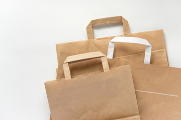 Shopping bags in different design on a white background