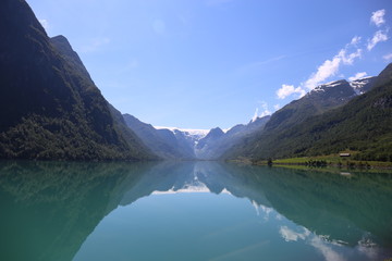 Obraz na płótnie Canvas Beautiful Norwegian glacier lake in summer