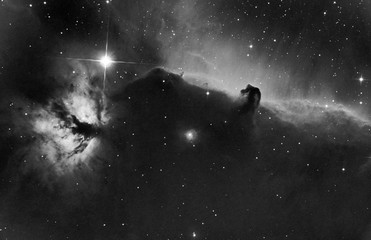 Fototapeta na wymiar Universe, Astronomy, Cosmos, Stars, Black Horse Head, NGC 2024, IC 434, NGC 2023, IC 435,H Alpha