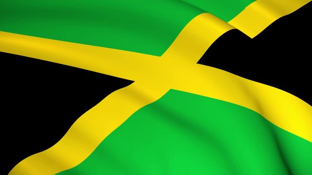 Jamaica National Flag - 4K seamless loop animation of the Jamaican flag. Highly detailed realistic 3D rendering