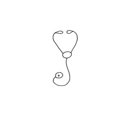 Stethoscope - vector illustration, symbol, outline drawing.