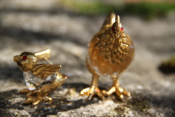 Golden cristal glass transparent chicken jewel