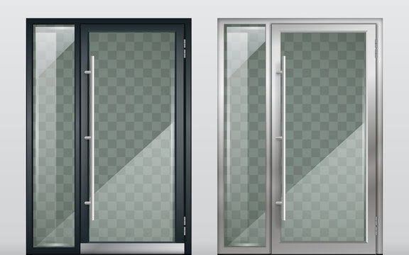 Set of modern entrance doors black white