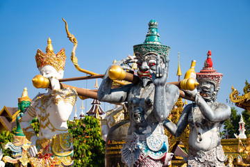 A beautiful view of buddhist temple Wat Saeng Kaew at Chiang Rai, Thailand.