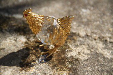 Golden cristal glass transparent chicken jewel