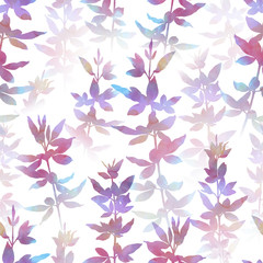 Fototapeta na wymiar Seamless botanical pattern. Hand painted ornament for creative design of posters, cards, banners, invitations, cloths, prints and wallpapers. Watercolour plants.