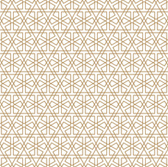 Seamless arabic geometric ornament in brown color.Average thickness lines.