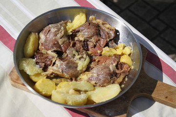 Duck confit and fat potatoes family lunch