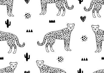 baby pattern with leopard or cheetah, animal background.
