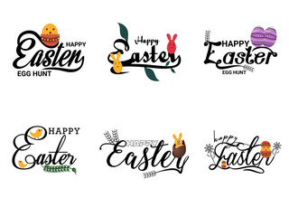 Happy Easter calligraphy , typography set, badges, emblems. Use for social media banner, post, advertisement etc.