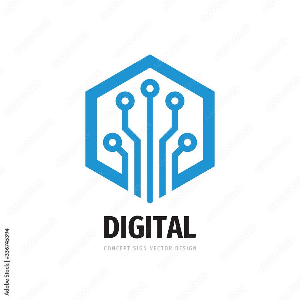 Wall mural data digital electronic technology - vector logo template for corporate identity. abstract computer 