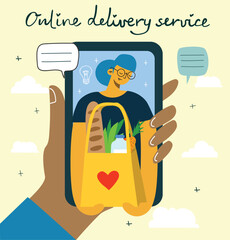 Vector Online delivery service concept, Food delivery service concept, online order service in the flat style
