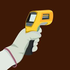 hand holding non contact thermometre