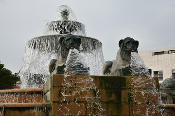 Fontaine aux lions à La Villette à Paris, France