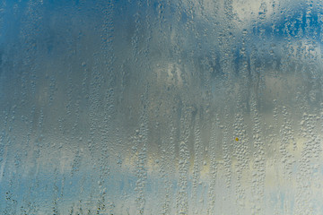 Blurred natural water drop window textured glass .