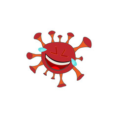 Coronavirus laughing emoticon flat icon. isolated illustration element
