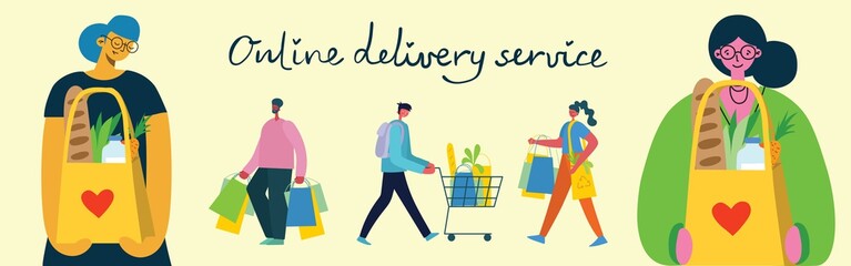 Vector Online delivery service concept, Food delivery service concept, online order service in the flat style