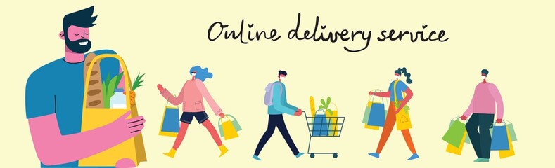 Vector Online delivery service concept, Food delivery service concept, online order service in the flat style