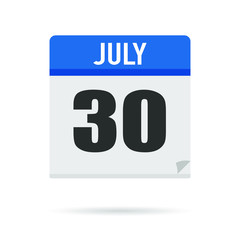 Blue Calendar icon flat style. Date, day, month. Vector illustration background for reminder, app, UI, event, holiday, office document and logo. isolated object and symbol. from year collection