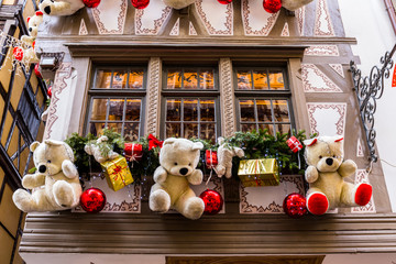 Colorful decorations on the Christmas market in Strasbourg
