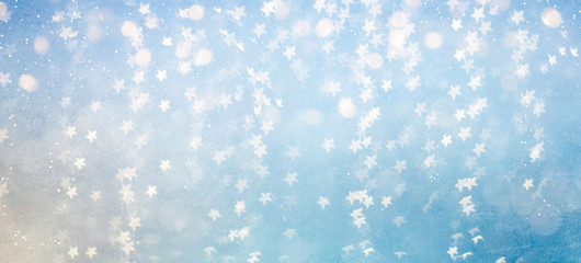 Blurred background with bokeh. Christmas and Happy New Year greeting card.