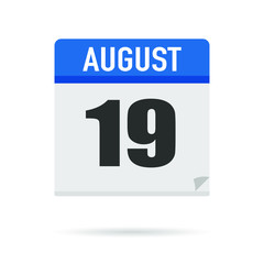 Blue Calendar icon flat style. Date, day, month. Vector illustration background for reminder, app, UI, event, holiday, office document and logo. isolated object and symbol. from year collection