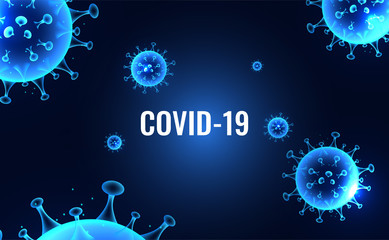 Abstract mesh Virus infection Covid-19,Coronavirus,Sars disease,SARS-CoV-2 disease on blue background