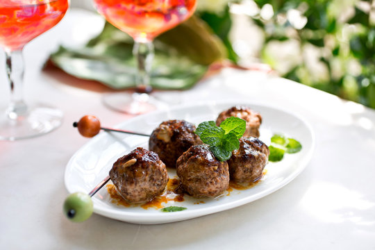 Lamb meatballs on plate