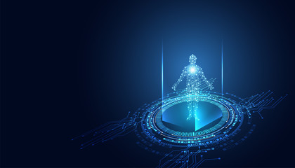 abstract technology futuristic concept of digital human body digital ai future design on hi tech background.