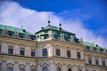 Vienna, Austria - May 17, 2019 : Baroque palace Belvedere is a historic building complex in Vienna, Austria, consisting of two Baroque palaces with a beautiful garden between them.
