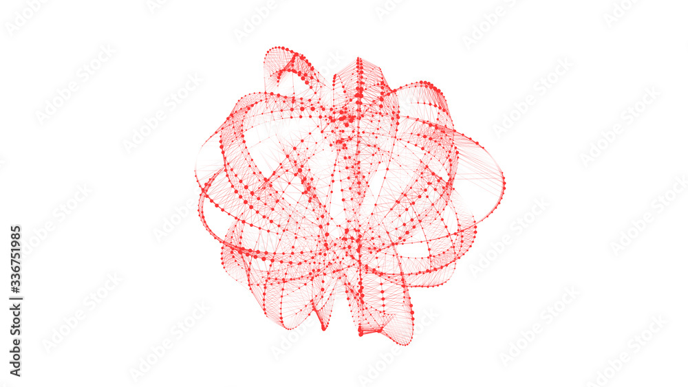 Poster sphere with dot and lines. science and technology background. 3d