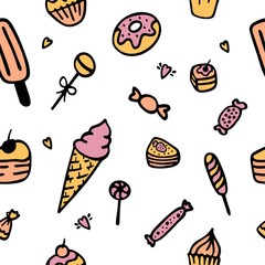 Doodle vector. Bakery,Cakes and dessert,pastries icons set. Hand drawn elements for logo,label,menu,cafe shop